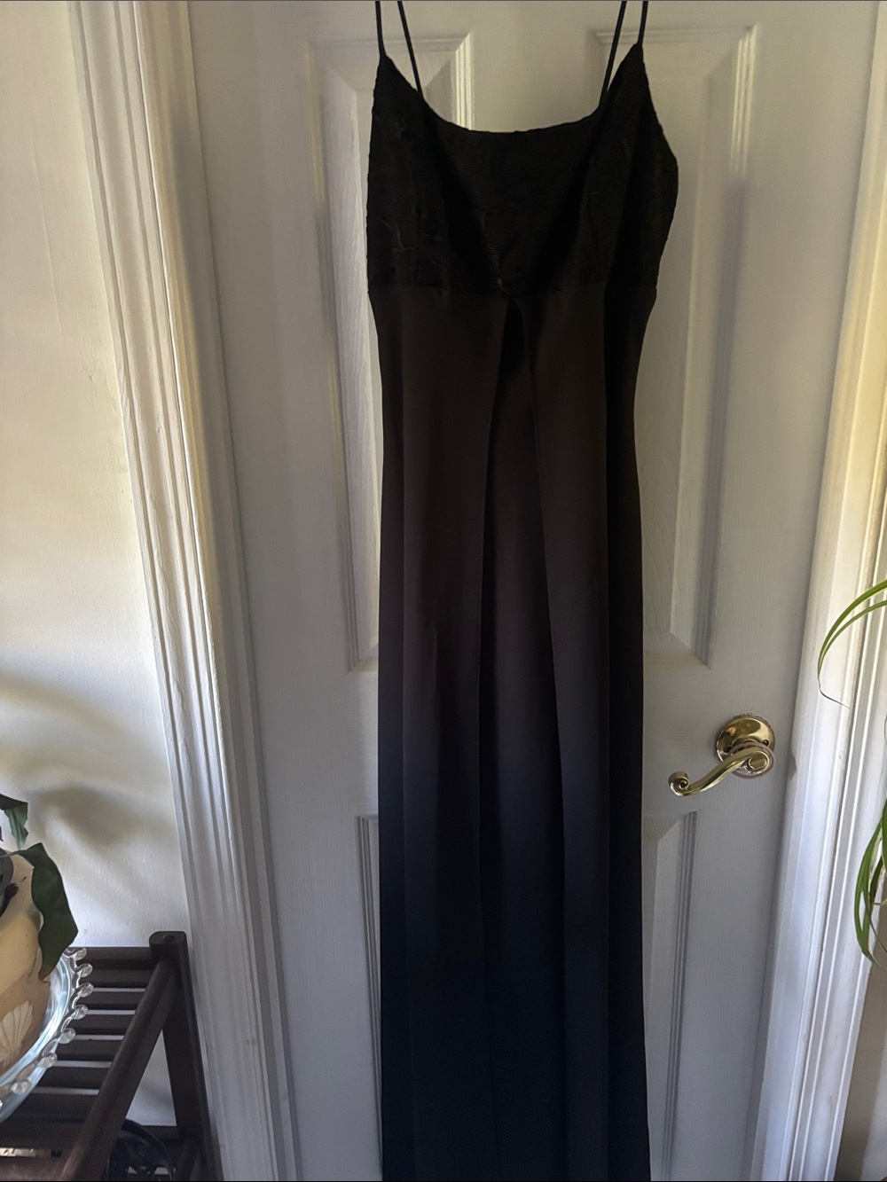 Aspeed Black Lace Bodice Slip Maxi Gown
